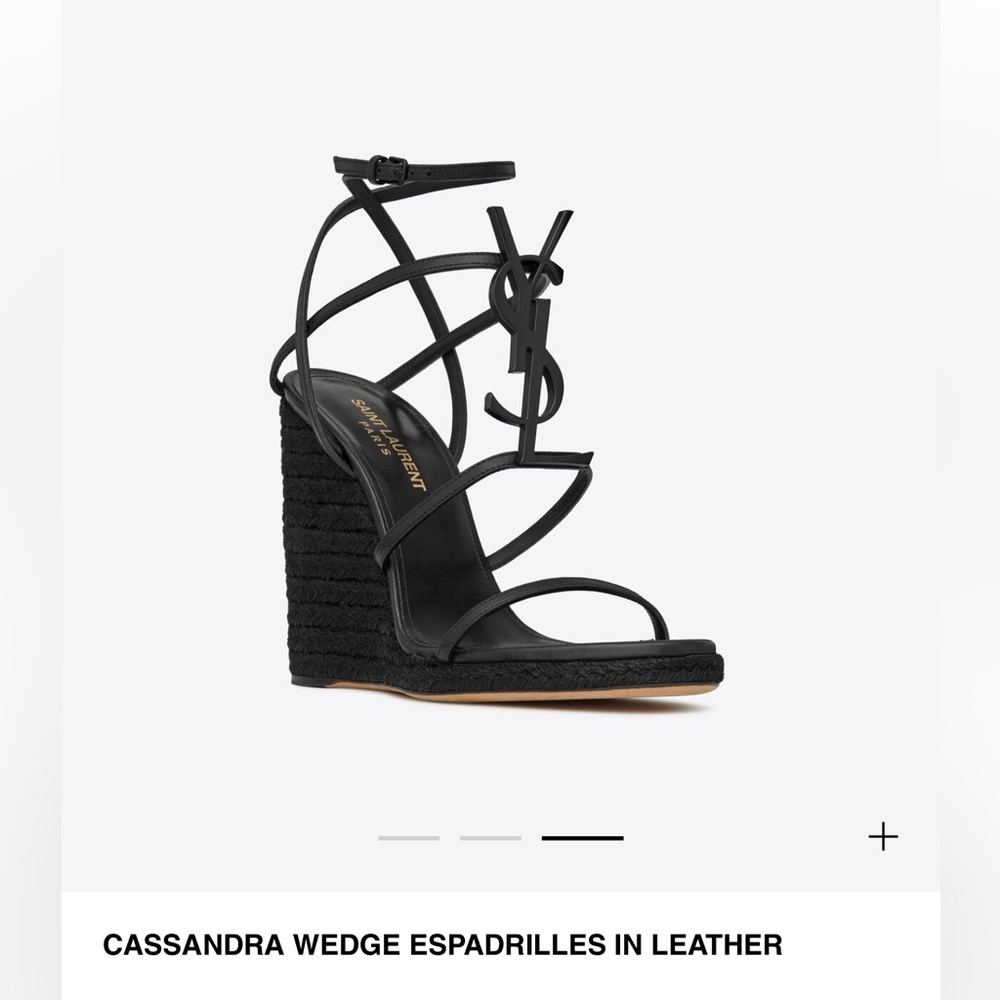 YSL YVES SAINT LAURENT CASSANDRA WEDGES SZ 37 IN BLACK